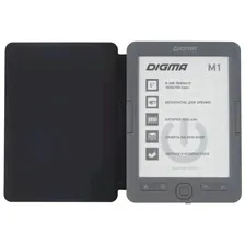 Электронная книга Digma M1 6" E-ink HD 758x1024 600MHz 128Mb/4Gb/SD/microSDHC темно-серый (в компл.:обложка) M1G