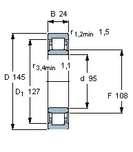 Подшипник NU1019 M1.C3 производство NKE